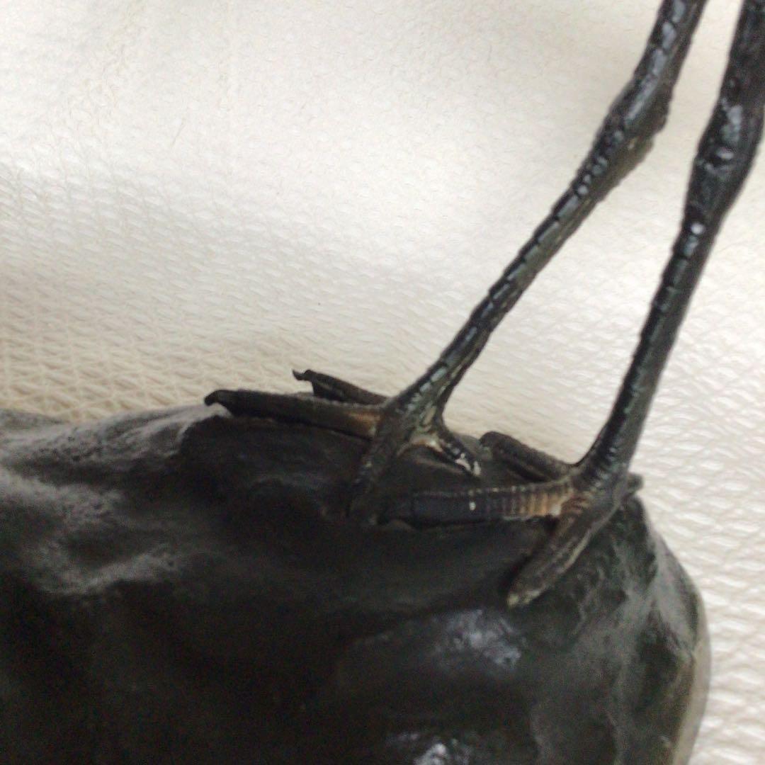 [美品]鶴亀置物　骨董品　縁起物　岩上に鶴亀　古銅色分け青銅　美術工芸品高岡銅器
