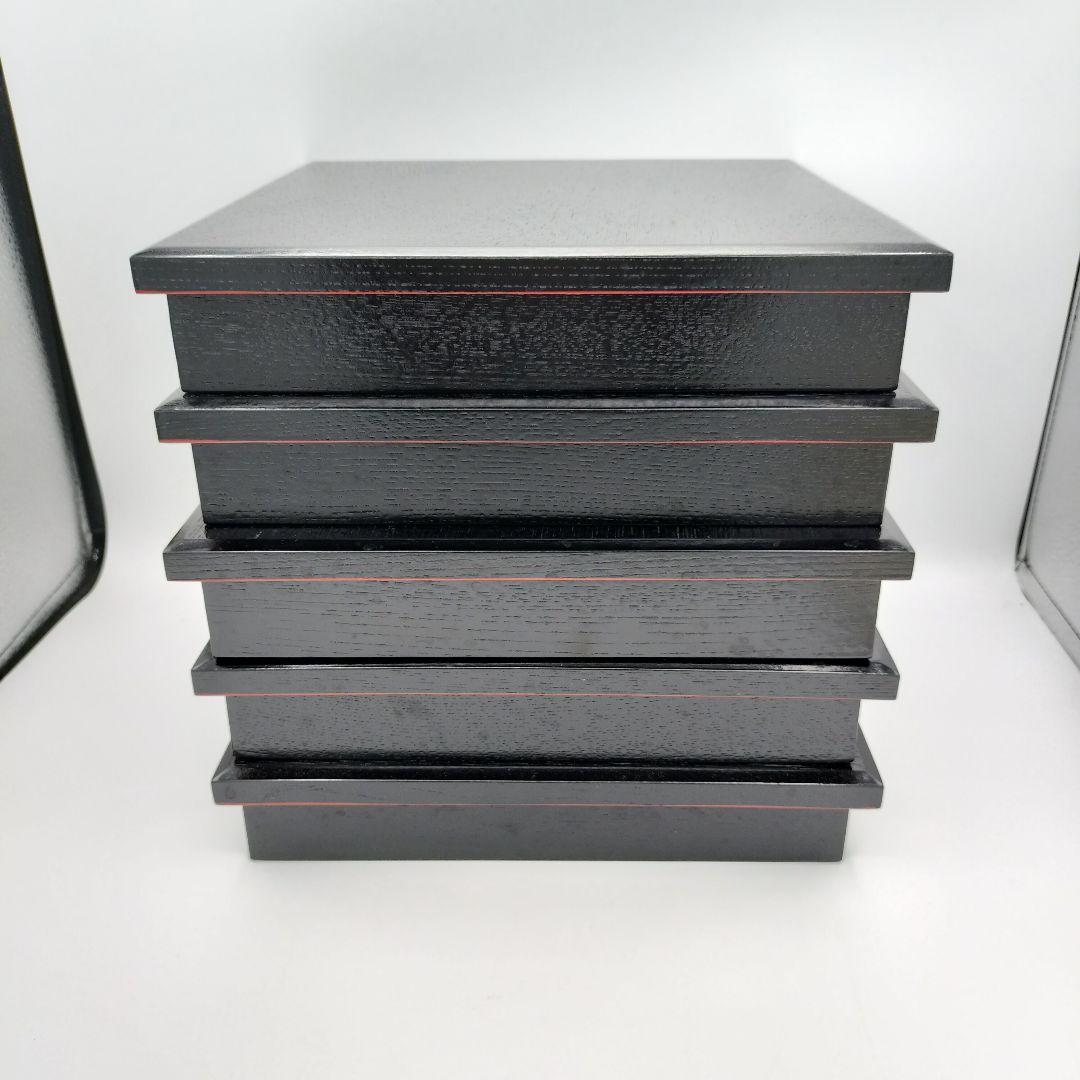 a93　松花堂弁当　柿合　黒塗　５客　内皿2種類付　茶道　懐石　松華堂