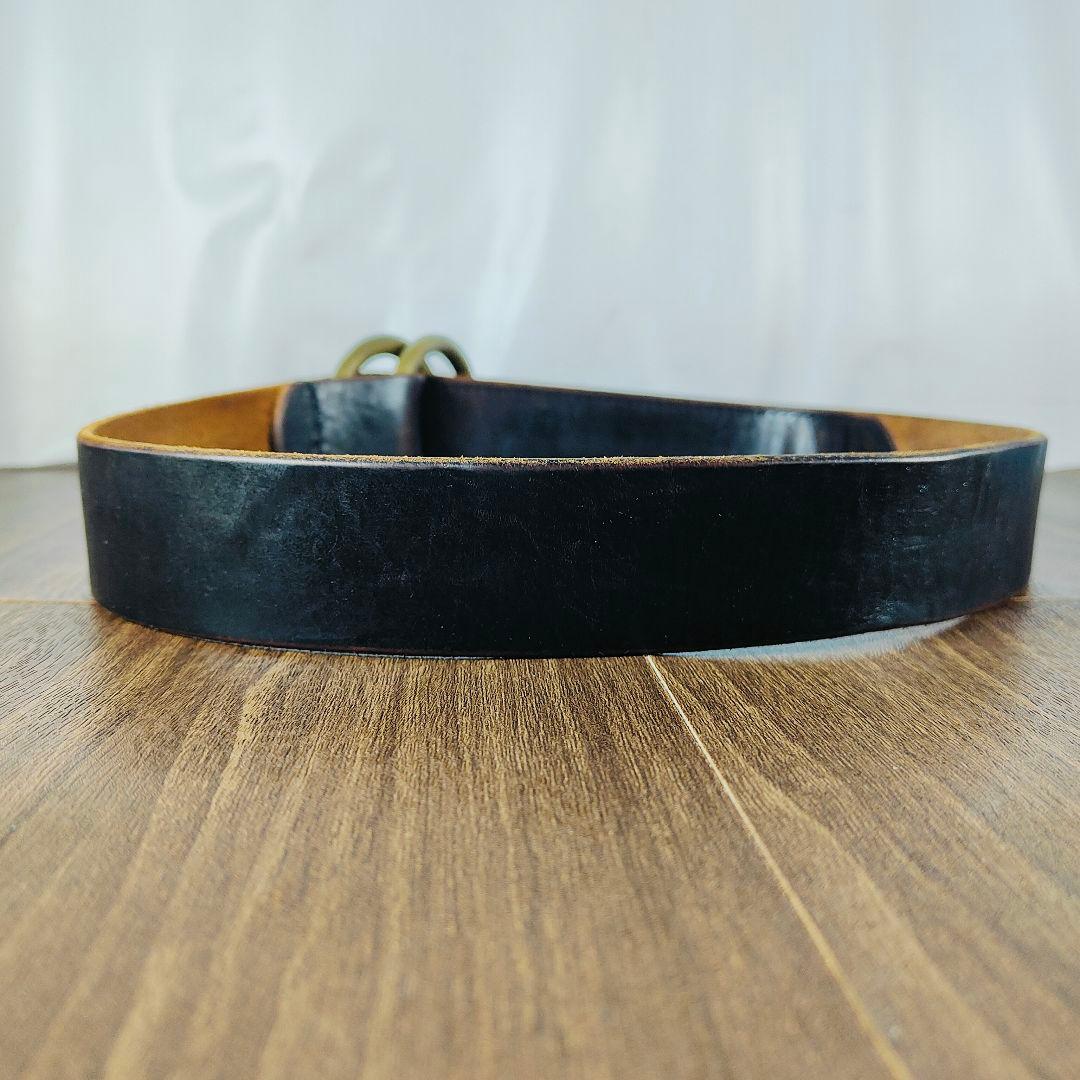 【USA系ヴィンテージ】茶芯艶黒革 USA系　高級本革オイルドレザードレスベルト