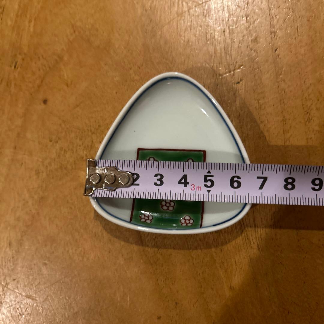 源右衛門　緑彩梅地紋 小紋割　三角小皿おまとめ