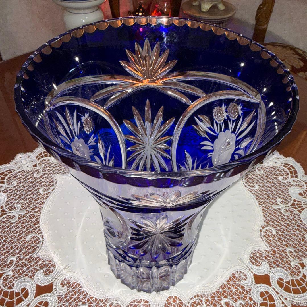 DQESDEN KRISTALL ドイツ製 切子 花瓶 フラワーベース 未使用