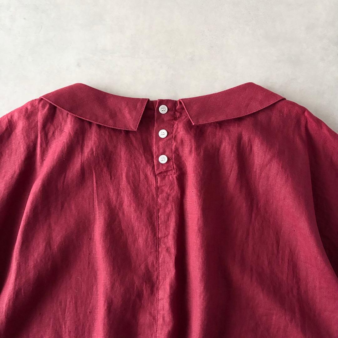 極美品　BASCO　バスコネスト　麻100%　ドルマン袖　Aライン　ブラウス