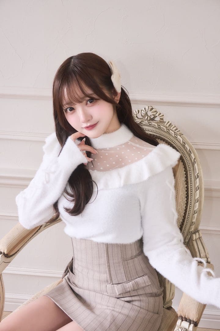 トップス meltie lovely shaggy knit white