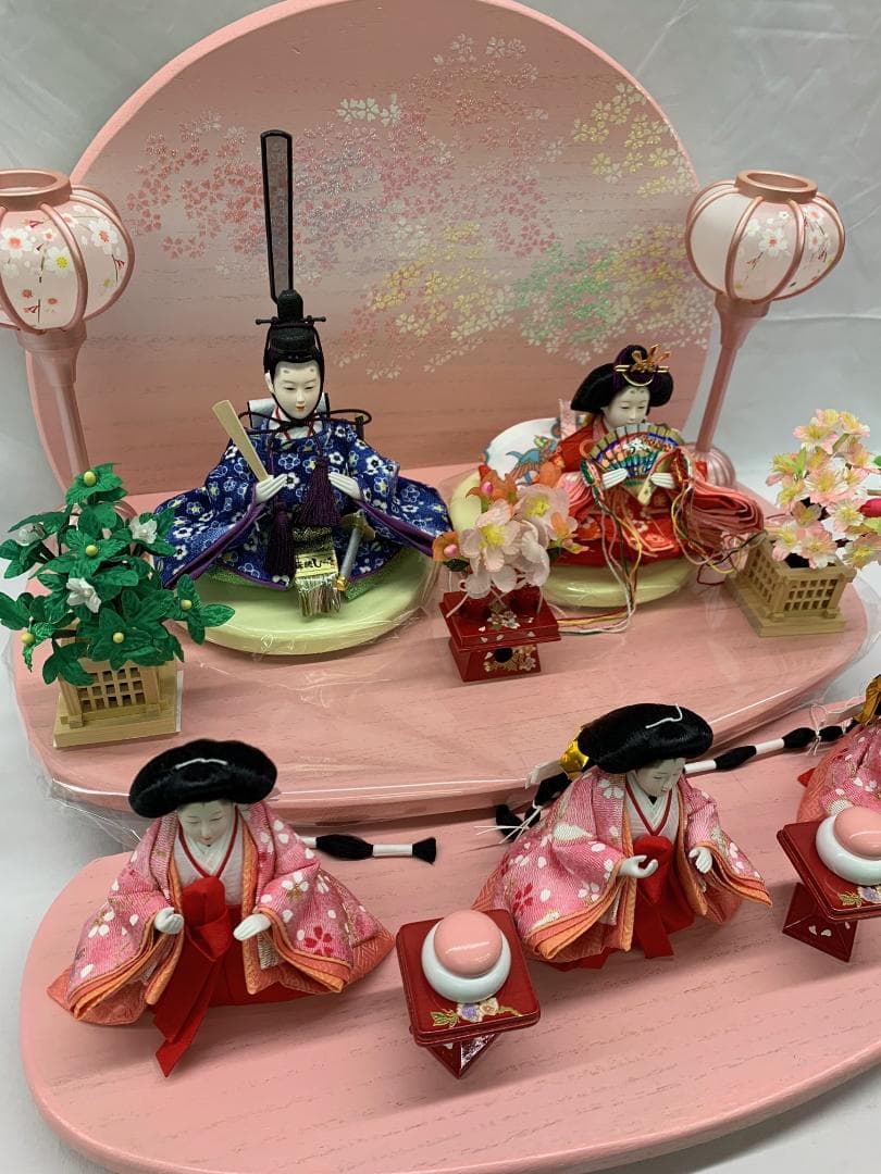 雛人形 桐二段飾 豆親王五人飾 三人官女セット ひな人形 初節句 プレゼント