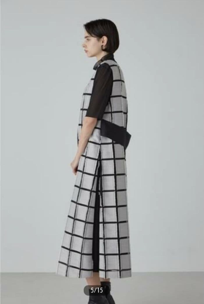 ⚫専用⚫未使用タグ付 アドーアウィンドーペン ジャガードワンピース 黒 38