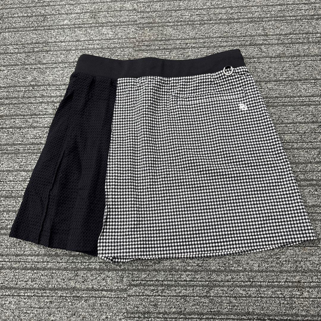 パーリーゲイツ スカート　ギンガムチェック　黒
