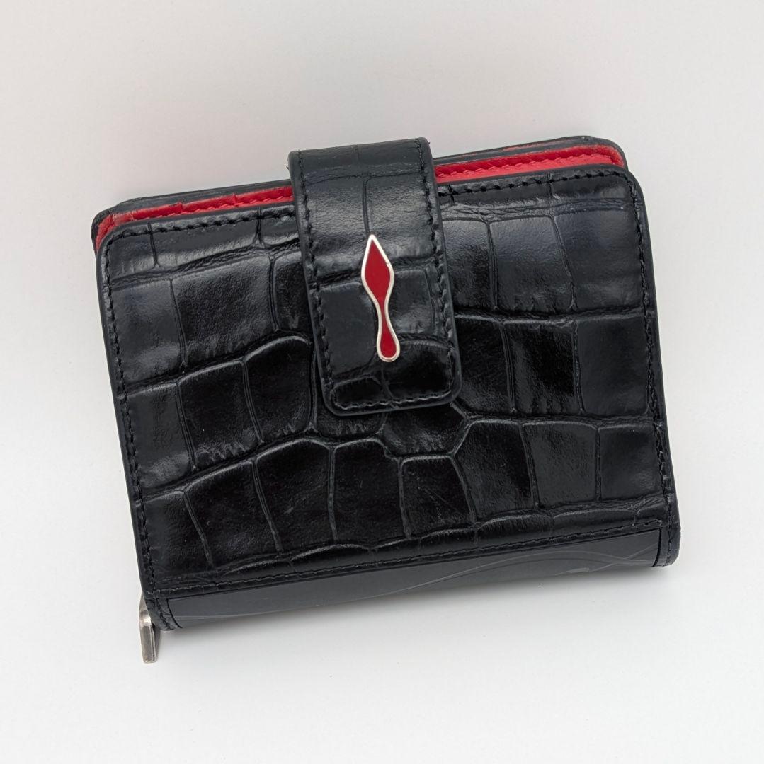 クリスチャンルブタン パロマ クロコ 二つ折り財布 レザー ウォレット ブラック