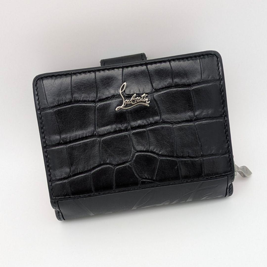 クリスチャンルブタン パロマ クロコ 二つ折り財布 レザー ウォレット ブラック