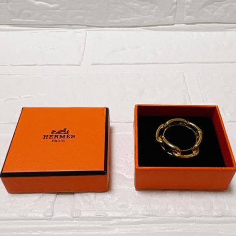 HERMES エルメス シェーヌダンクル スカーフリング レガート ゴールド