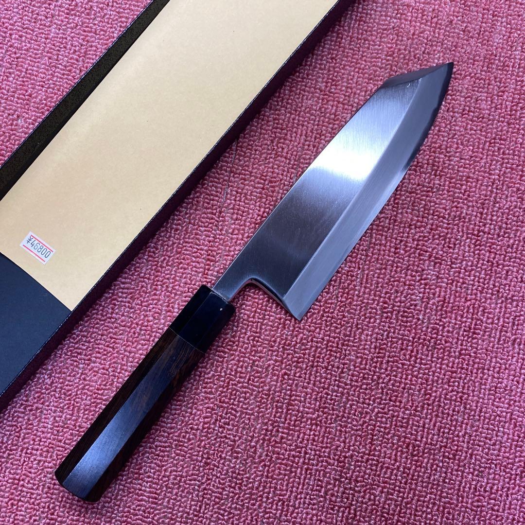 青二鋼　勘所切付型出刃包丁　180㎜ 6寸