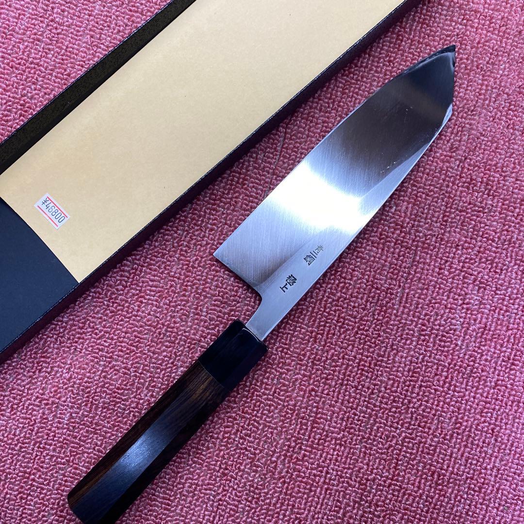 青二鋼　勘所切付型出刃包丁　180㎜ 6寸