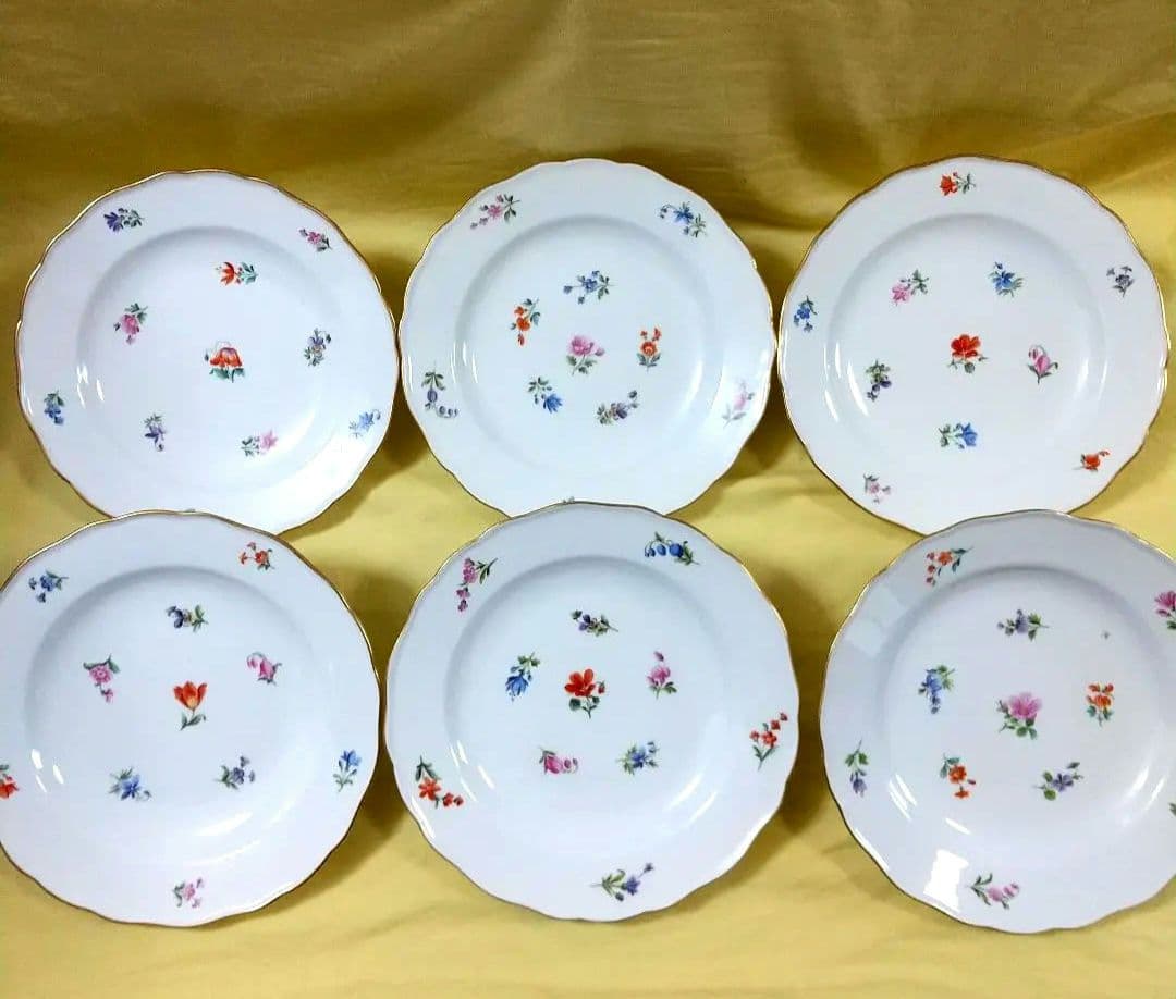 【未使用】マイセン プレート 散らし小花 24cm 6枚 保管BOX付