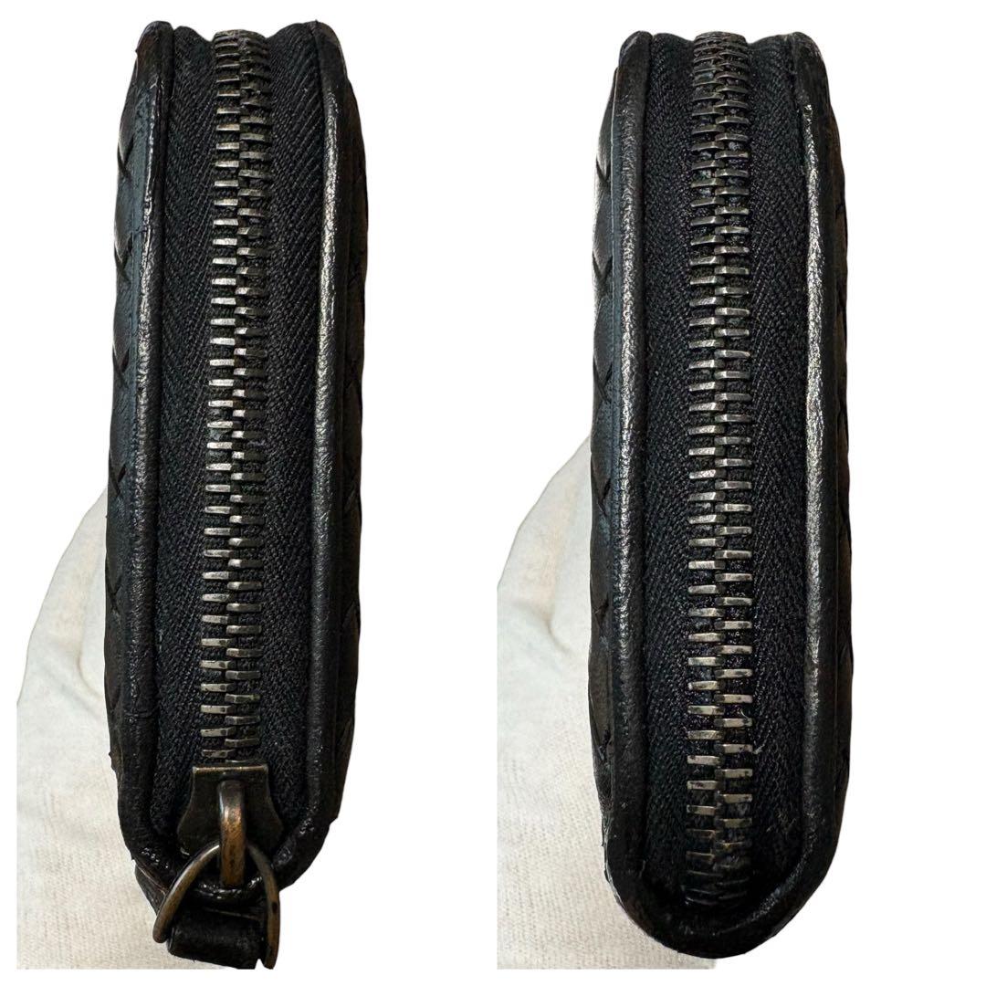 希少モデル　ボッテガヴェネタ ラウンドファスナー　長財布 イントレチャート 黒色