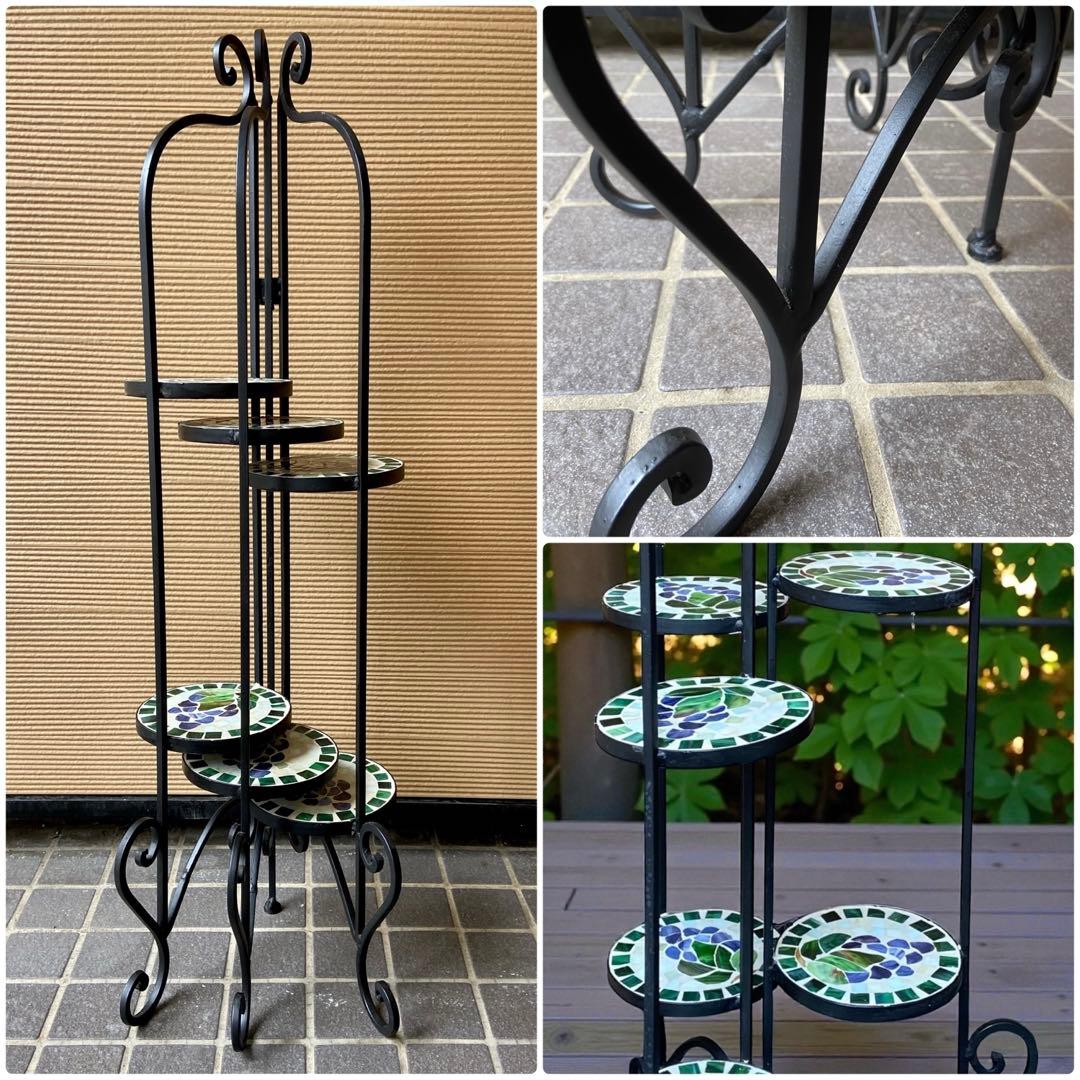 アイアン花台スタンド6段／室内使用 美品／折畳み可 高さ110cm 〜札幌白石区