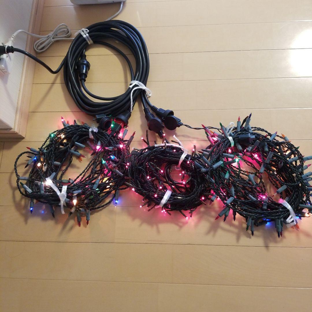 LEDクリスマスライト 赤緑青白　延長コード&タイマー付