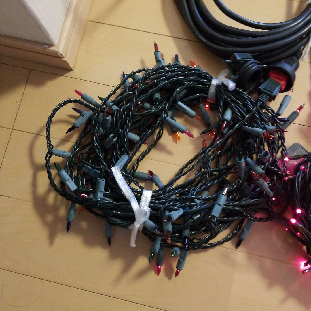 LEDクリスマスライト 赤緑青白　延長コード&タイマー付