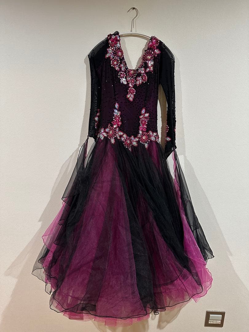 さ*餅様 社交ダンスドレス 黒と紫グラデーションLサイズ　VeRtigoヴァーテ