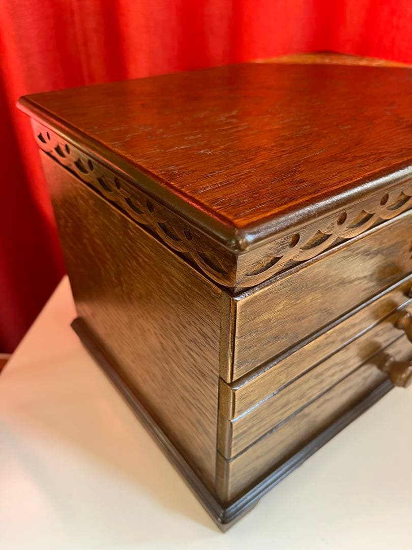 パリの雑貨屋　オーク材　ジュエリーボックス　4段　アクセサリーケース　モダン