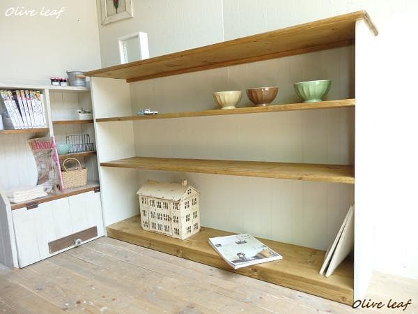 サイズオーダー可！超ワイドキャビネット●シャビーホワイト無垢材●受注製作