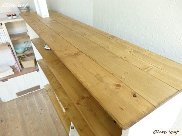 サイズオーダー可！超ワイドキャビネット●シャビーホワイト無垢材●受注製作