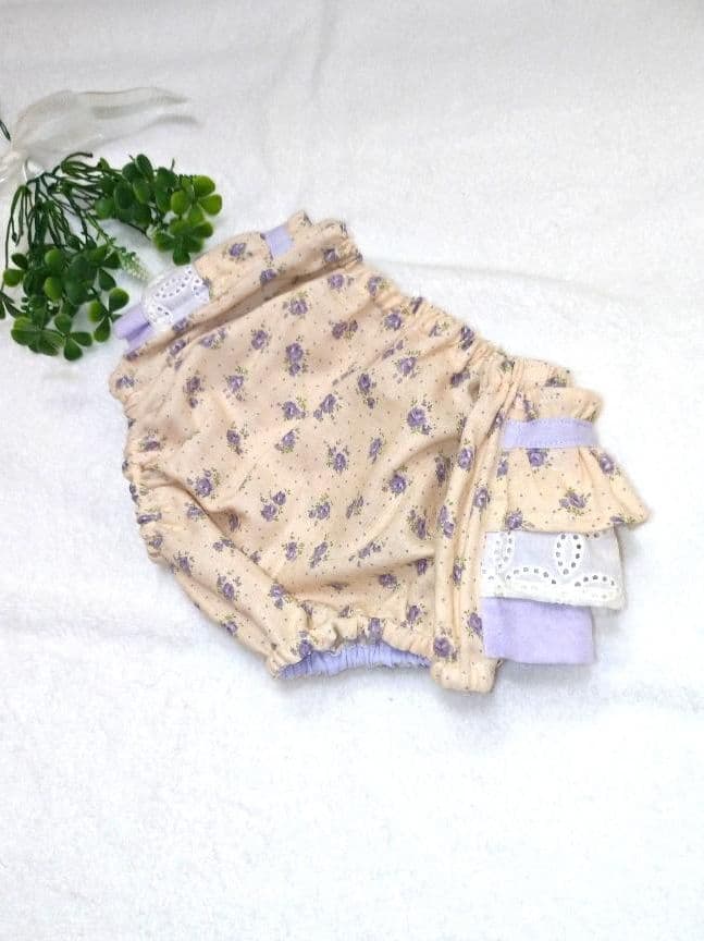 【送料無料】パープルローズ2点セット♡ふりふりワンピース風スタイ&ベビーパンツ