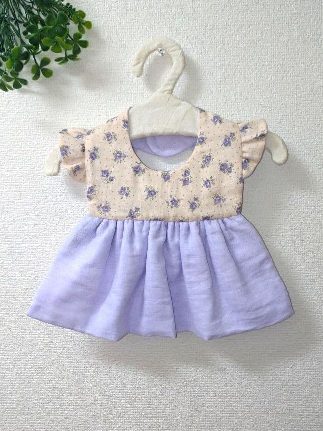 【送料無料】パープルローズ2点セット♡ふりふりワンピース風スタイ&ベビーパンツ