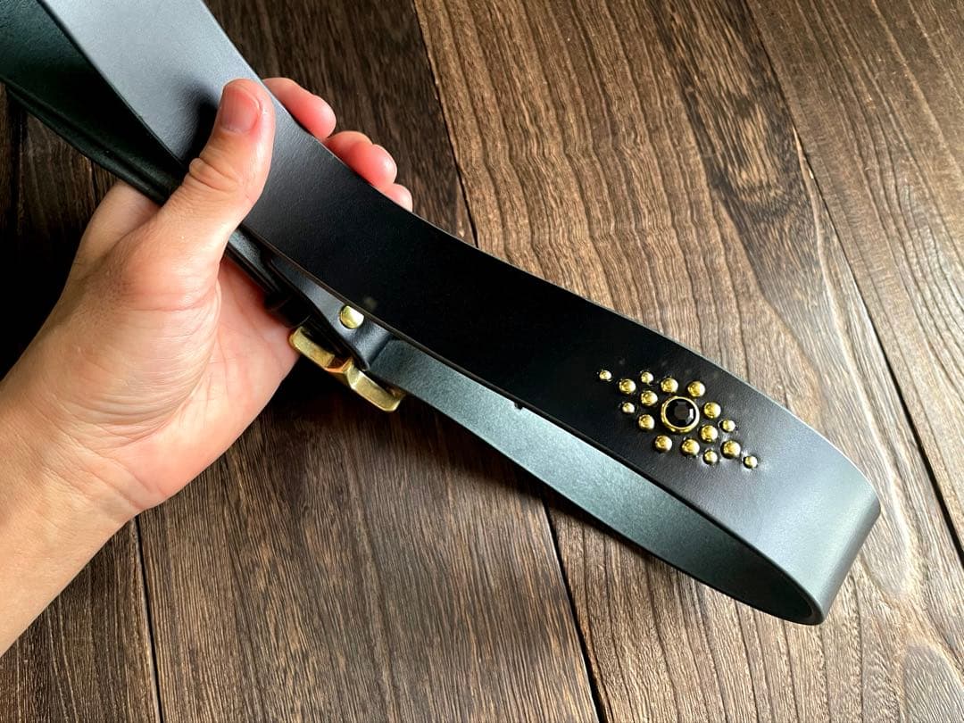 スタッズギャリソンベルト　牛ヌメ　真鍮　38mm HTC CALEE