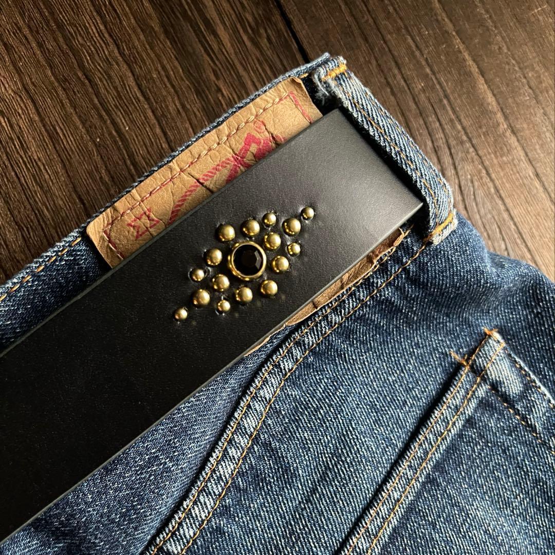 スタッズギャリソンベルト　牛ヌメ　真鍮　38mm HTC CALEE