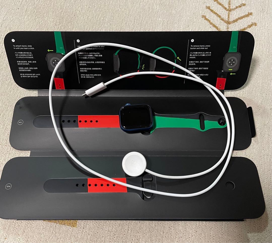 Apple Watch7 GPS ブルー　41mm スポーツベルト