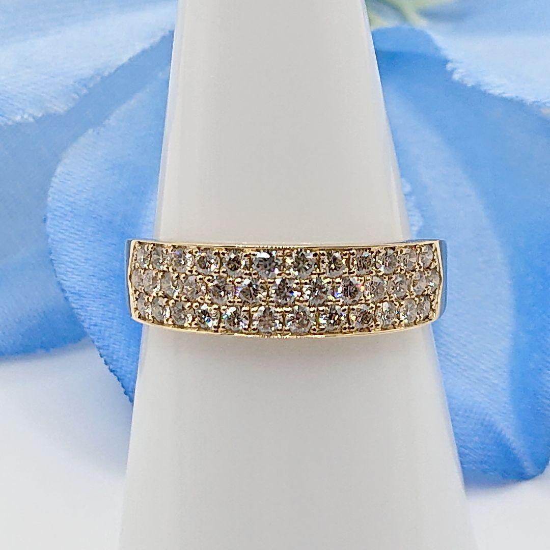 美佐様0.6カラット K18 天然ダイヤモンドリング 3列 18金