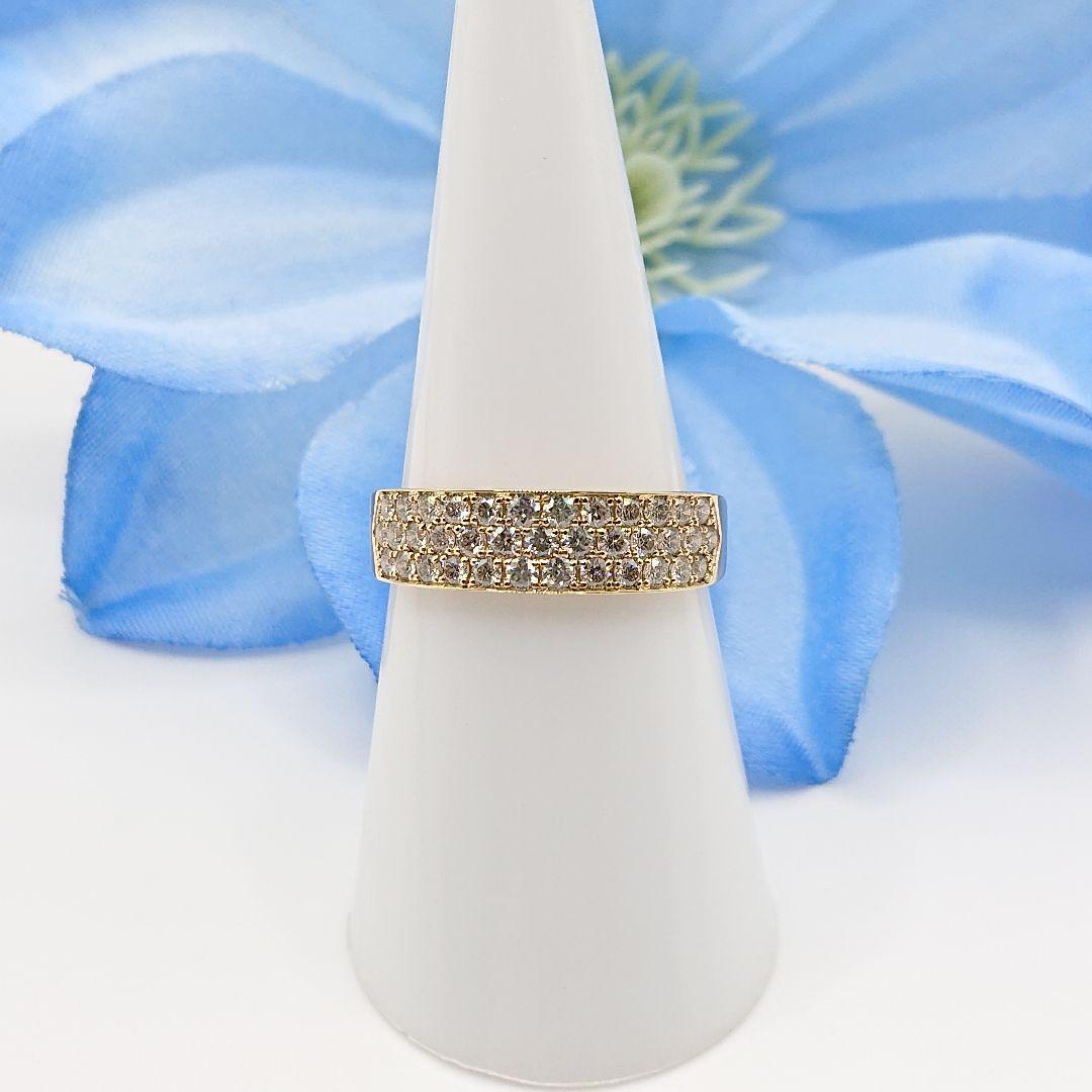 美佐様0.6カラット K18 天然ダイヤモンドリング 3列 18金