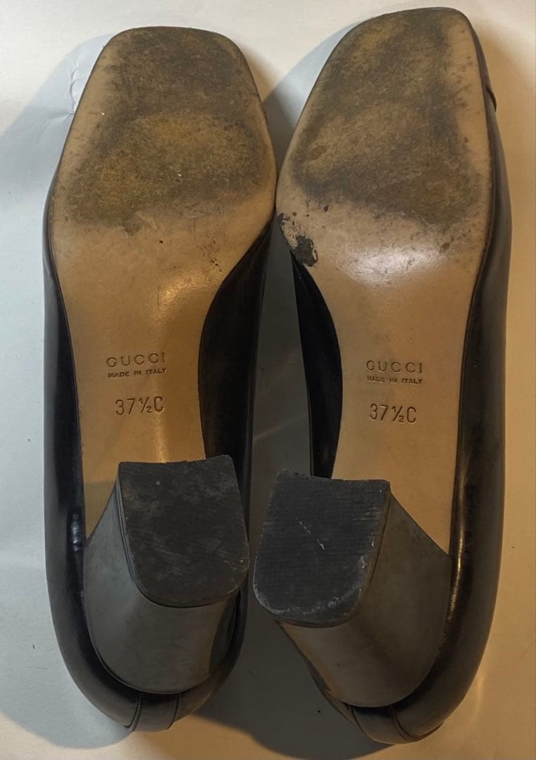 【定番人気】GUCCI ホースビットレザーパンプス黒37.5C正規品イタリア製