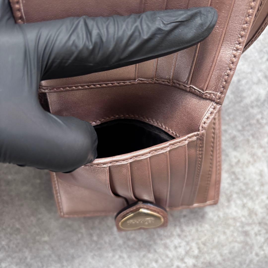 GUCCI グッチシマ レザー ハート金具 二つ折り財布 ピンク GG柄