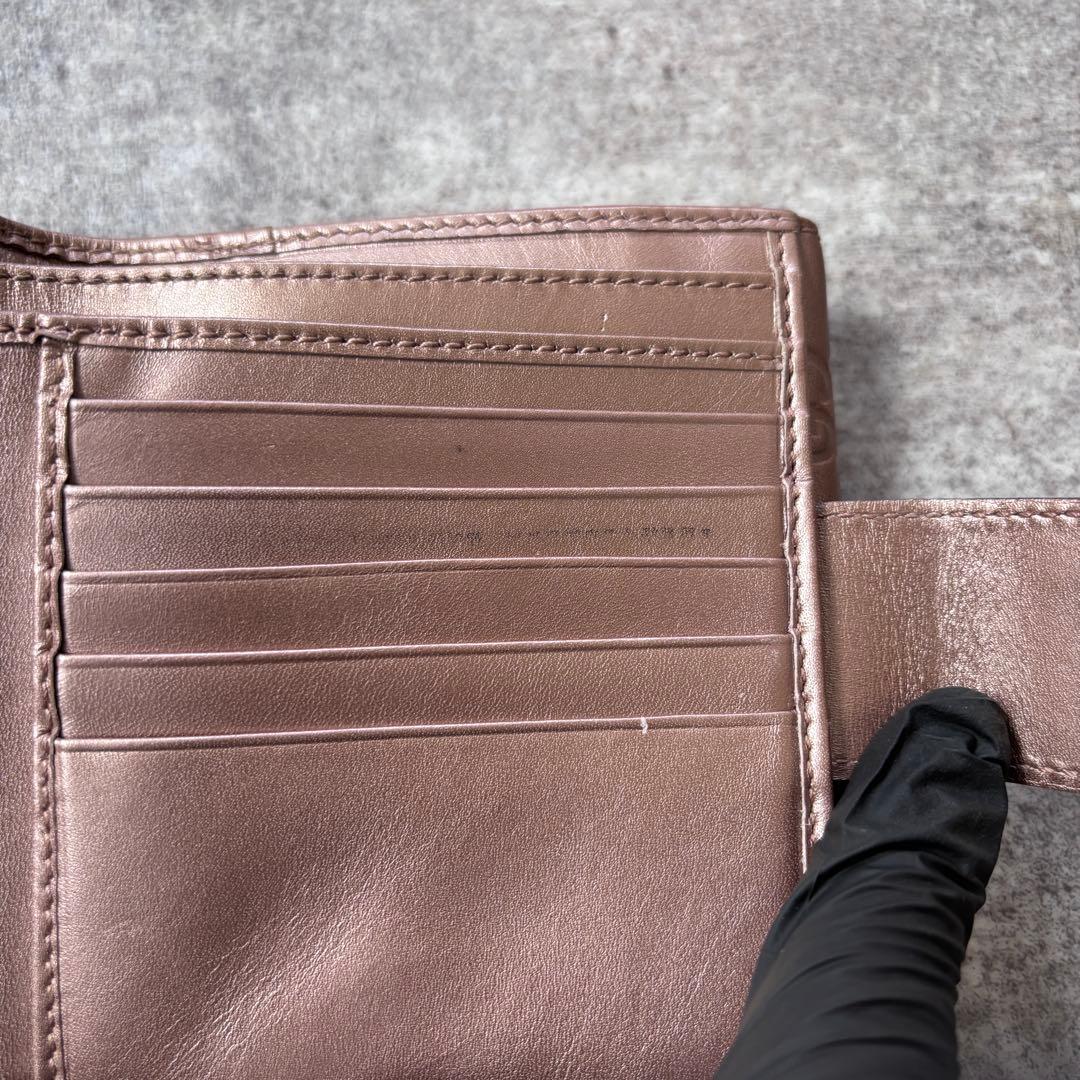 GUCCI グッチシマ レザー ハート金具 二つ折り財布 ピンク GG柄