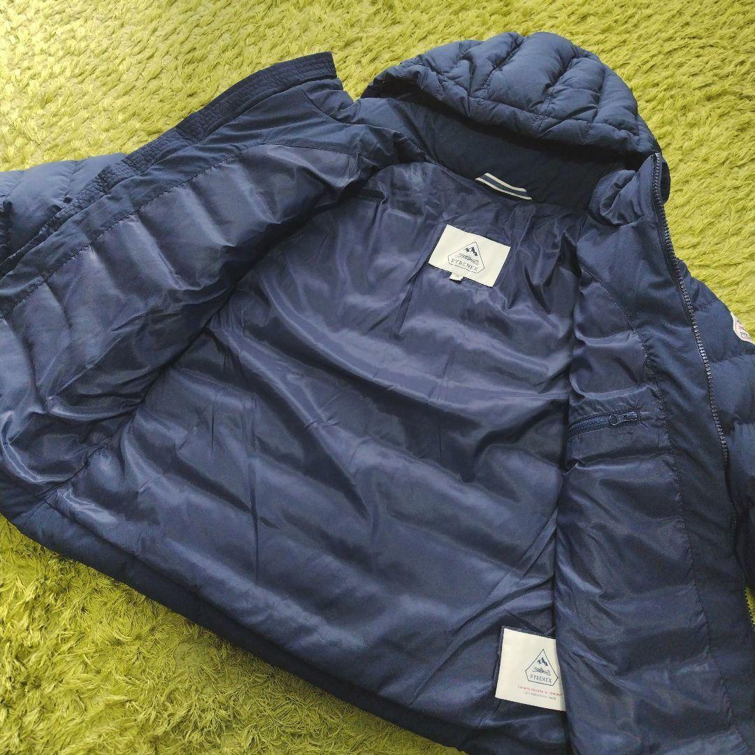 【美品】ピレネックス ダウンジャケット スプートニックソフト 紺 M ロゴ