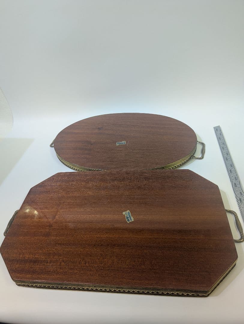 Domain イタリア製トレー 金縁 真鍮 木製 象嵌細工 メープル材 玉杢