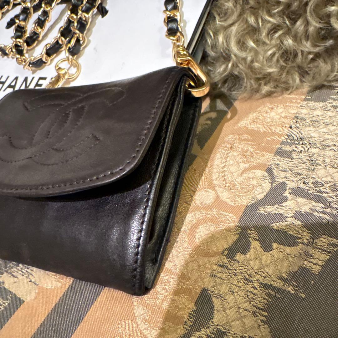 【じゅん】シャネル　レザー /カードケース　財布　チェーンウォレット