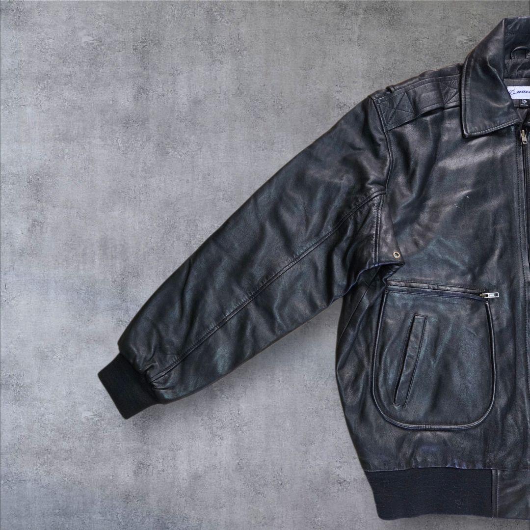 vintageカーコートBOEINGシングルライダースジャケット黒上質牛革ゆう様