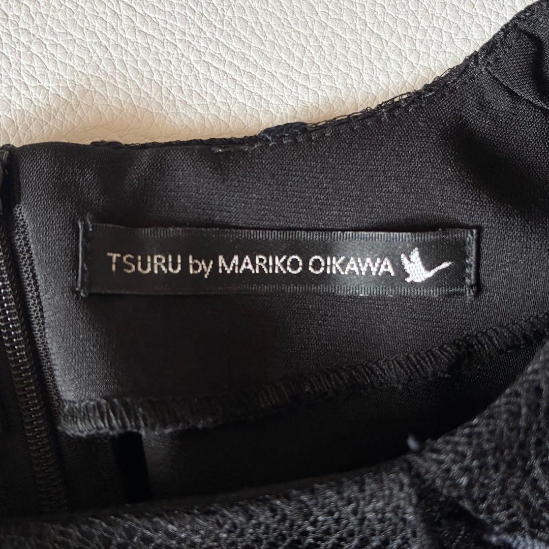 ツルバイマリコオイカワ　フレアブラウス　ドットオーガンジー　チュール　ブラック