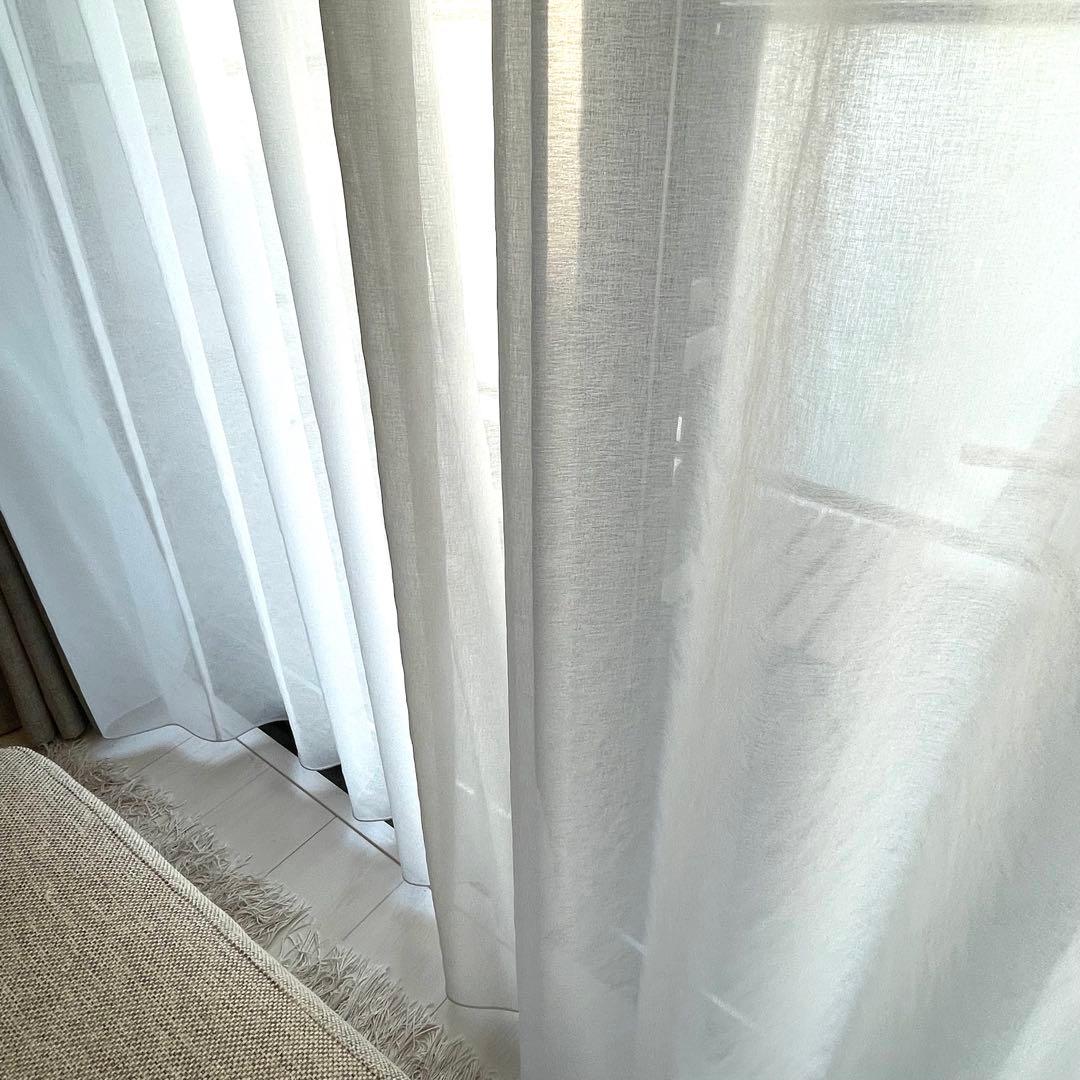 ニトリ 採光カーテン グレージュ リフレ レースカーテン セット タッセル付