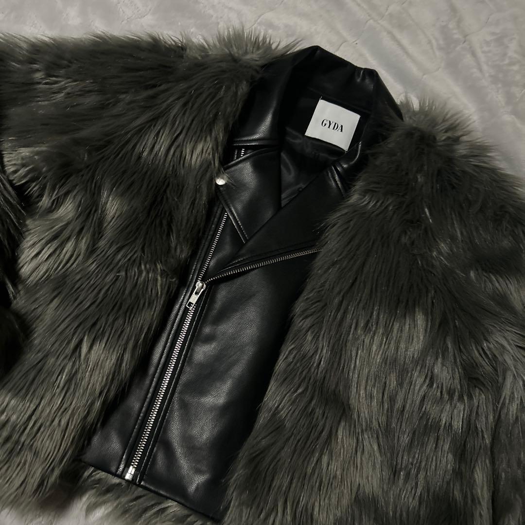 GYDA グレー ライダースジャケット レザー ファー 期間限定値下げ中！