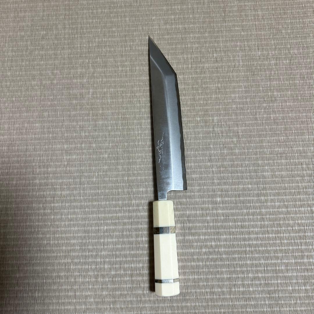 うなぎ裂き　包丁　和包丁　かね惣　純日本鋼　人工象牙銀ニ巻八角柄