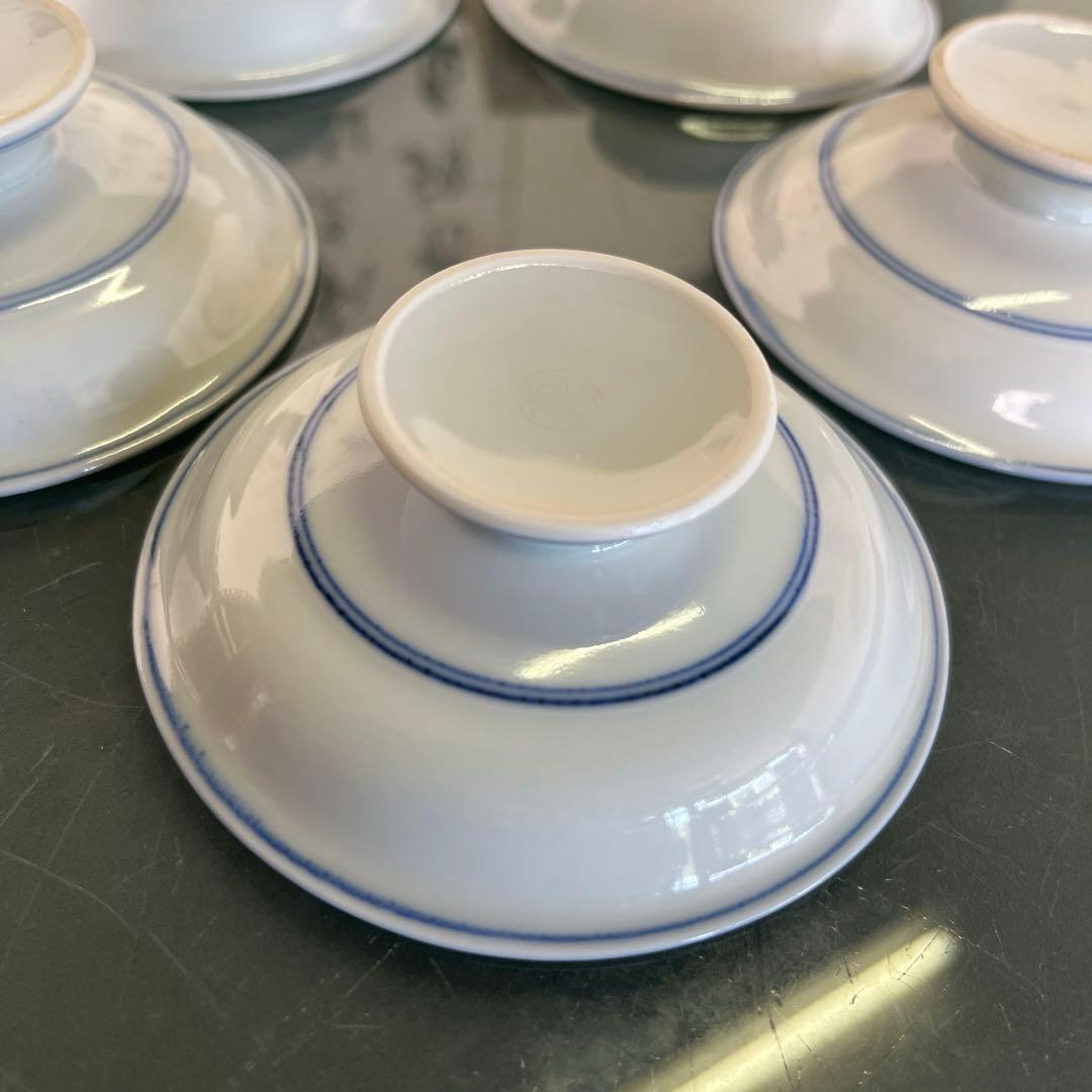 清水焼　加藤雲泉　青華間取花文　突出皿5枚（D）