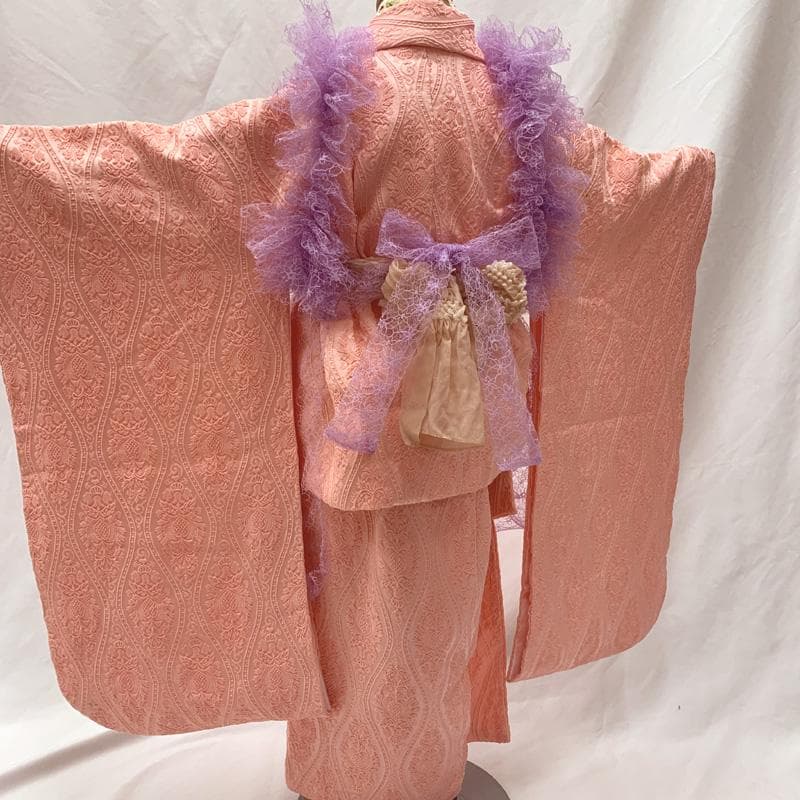 512ag71□七五三 三歳 女児 着物&被布エプロン 立涌文□状態良好