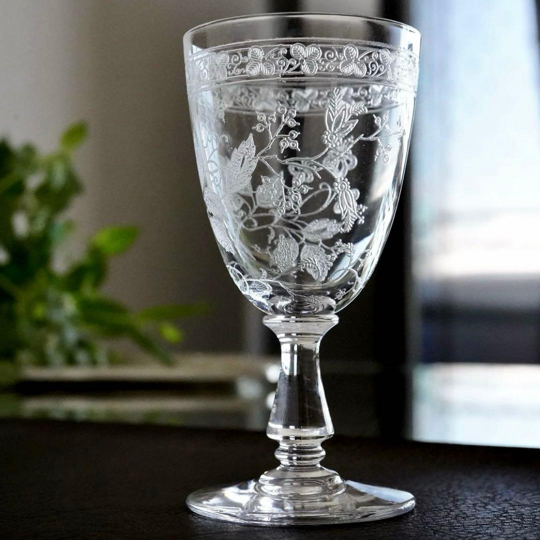 オールドバカラ 植物紋様 グラヴュール4360 希少BACCARATワイングラス