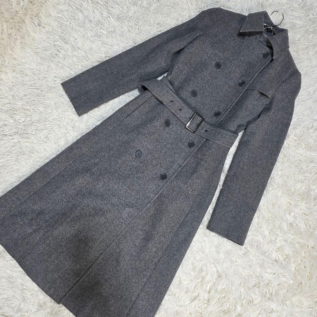 セオリー トレンチコート アルパカ ロング Aライン グレー Lサイズ