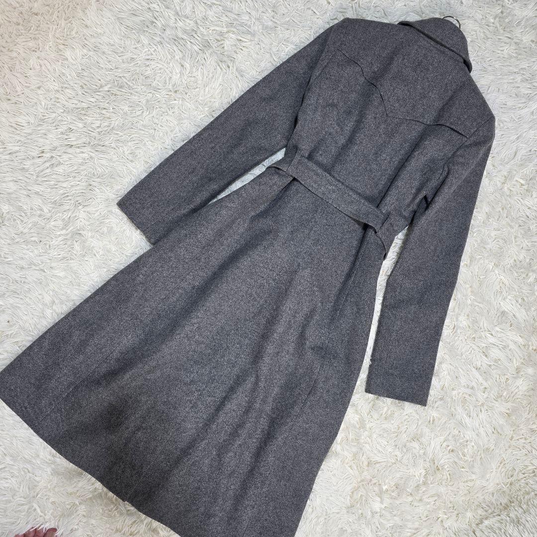 セオリー トレンチコート アルパカ ロング Aライン グレー Lサイズ