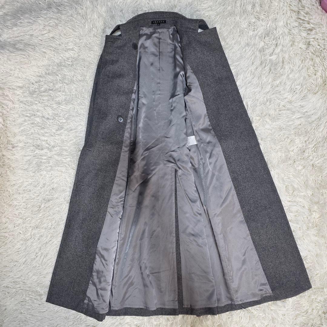 セオリー トレンチコート アルパカ ロング Aライン グレー Lサイズ