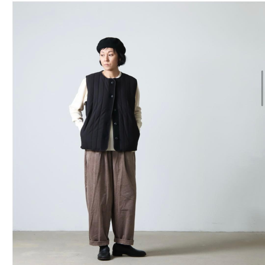 mao made マオメイド　キルトｘニット切替え中綿ベスト　黒　ブラック