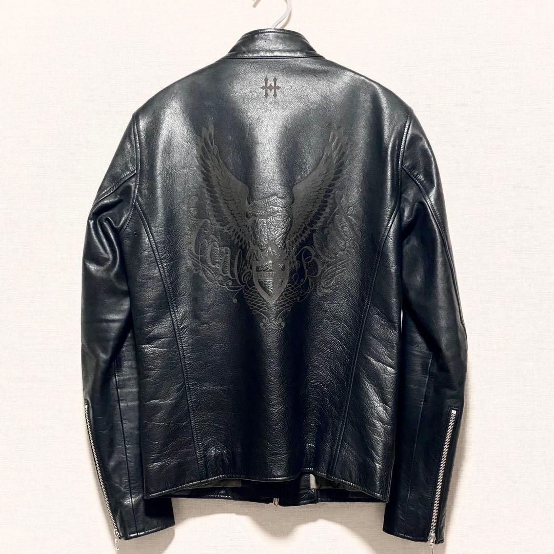 【定価30万円・EXILE着】　コールブラック 極上イーグルレザージャケット